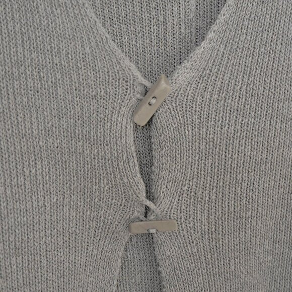 Zuza Bart Linen Knit Cardigan Minimalist Asymmetrical Taupe Lagenlook Sweater - Picture 10 of 10